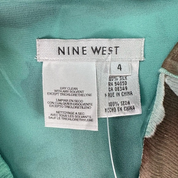 Nine West Blue Green Floral Print Silk Pleated Design A Line Skirt Womens Size 4 - Picture 2 of 8